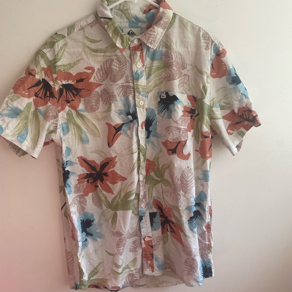 Quiksilver Multicolor Floral Men's S/P Shirt Organic Cotton Button Up